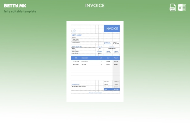 Шаблон за фактура за хотелски престој во модерен стил